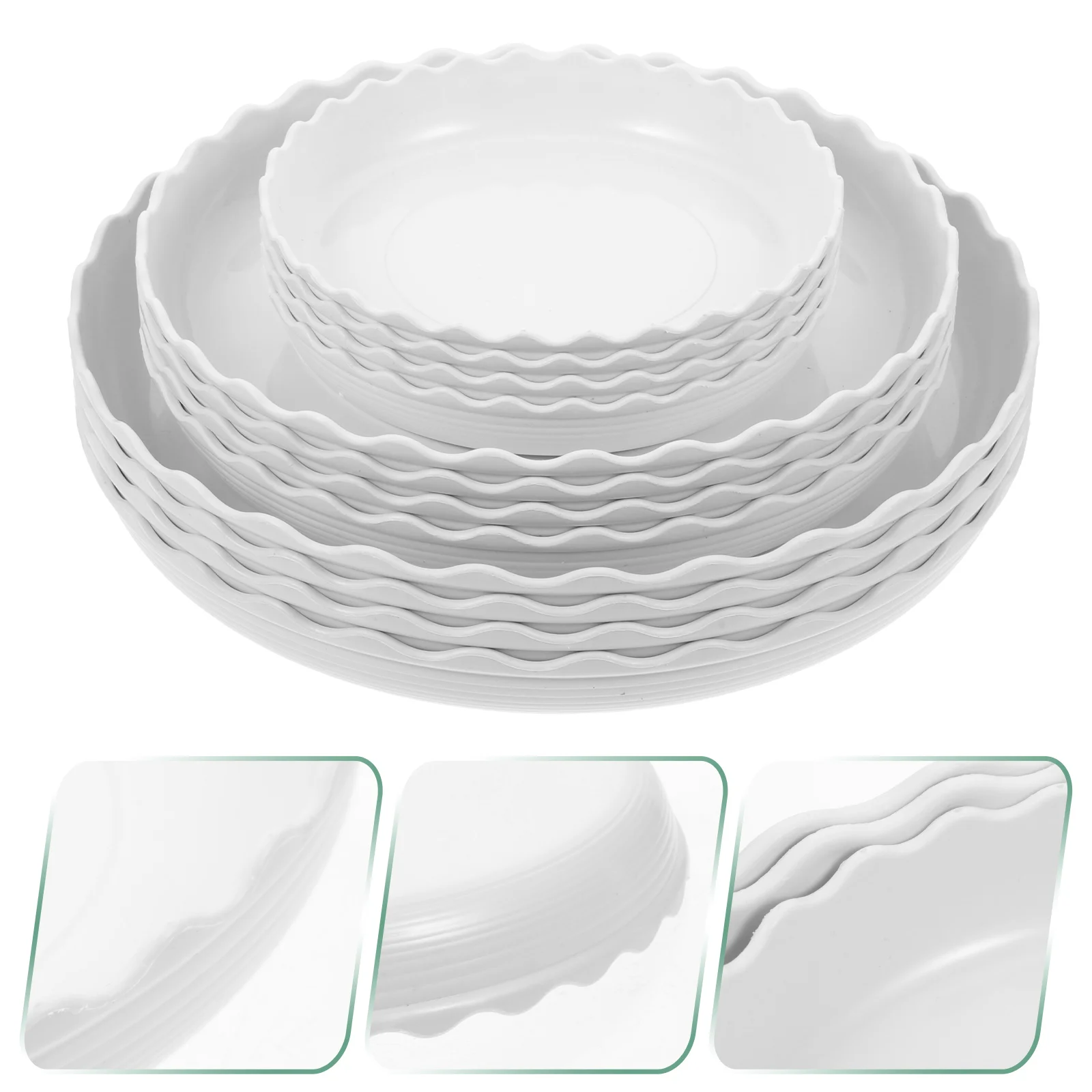 

12pcs Saucer Pot Tray Round Wave Drip Tray for Indoor Outdoor