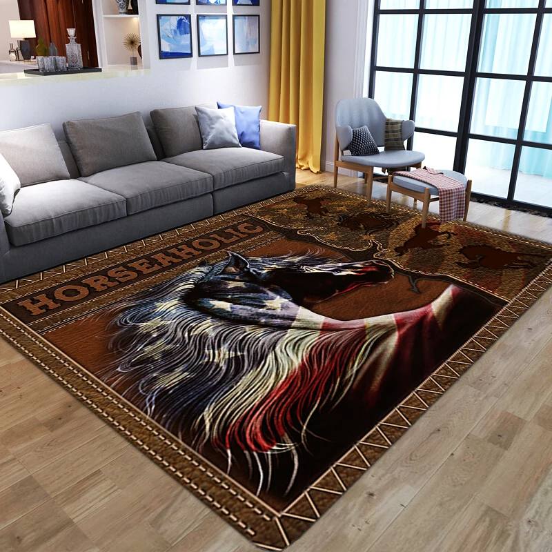

Creative Horse Pattern 3D Carpet Kids Bedroom Floor Mat Soft Flannel Memory Foam Child Play Area Rug and Carpets for Living Room
