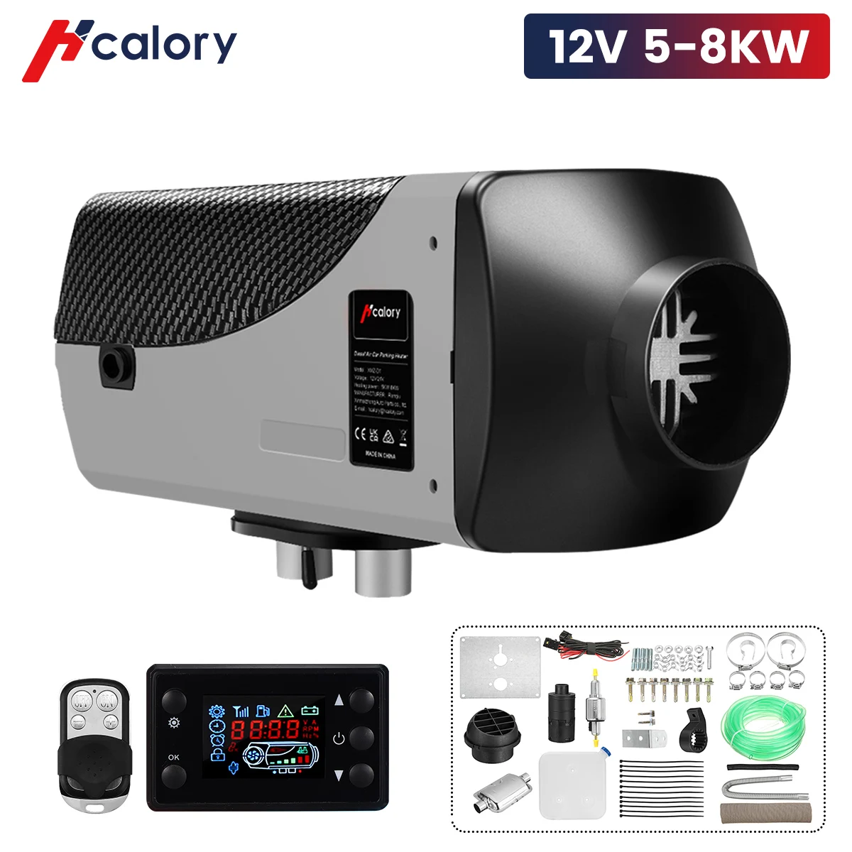Hcalory Air Diesel Heater 5-8KW 12V Car Heater LCD Monitor Switch Parking Heater with Remote Control for Car Forklift Truck Bus