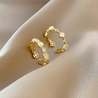 gmgyq 2022 summer new 2 peices trend retro shell resizable gold color rings for elegant women dinner party jewelry accessories
