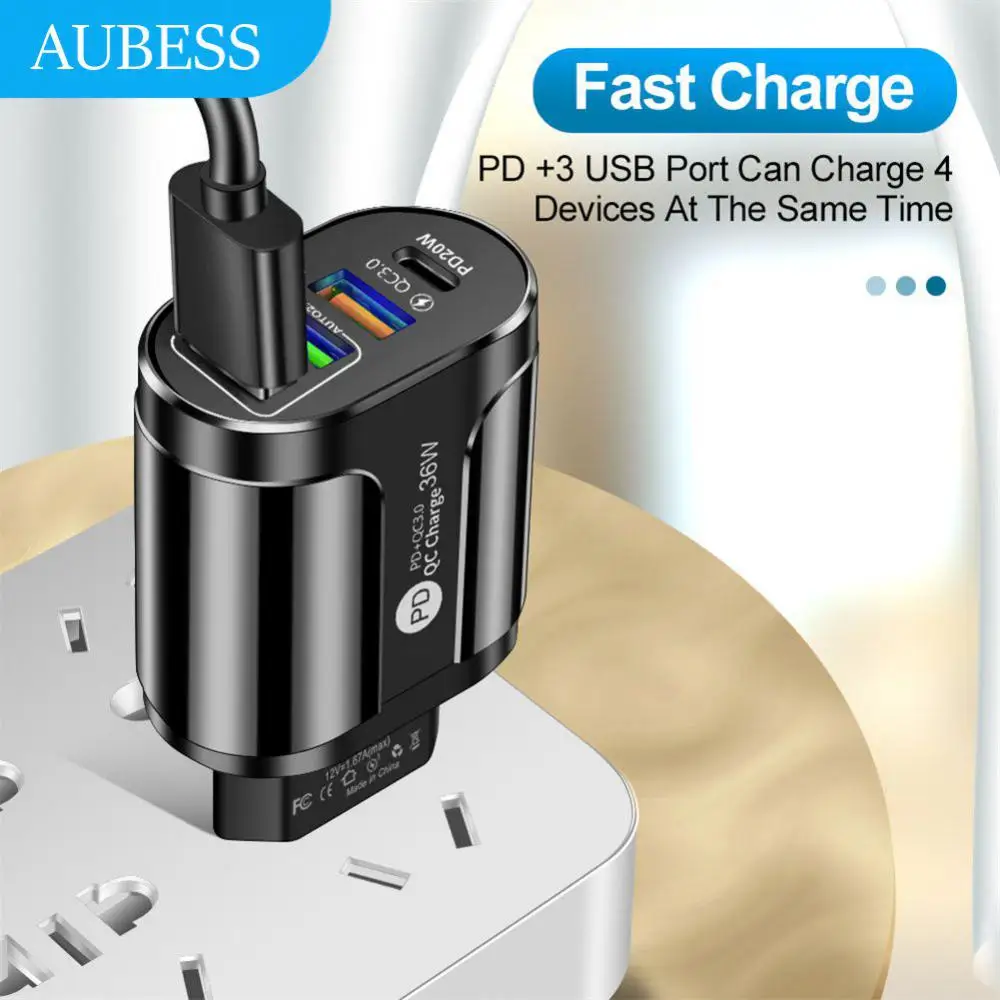

36w Quick Charge Usb Fast Charge Charger Fast Charging Travel Charging Plug Adapter Fireproof Qc3.0 Pd Fast Charge Portable 36w