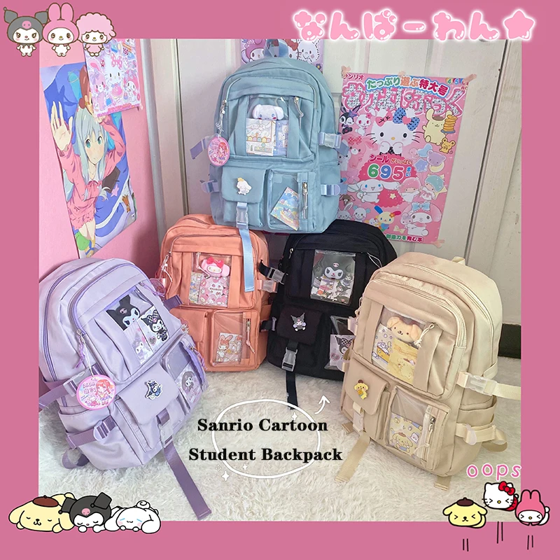 

Kawaii Sanrioed плюшевая сумка Kuromi My Melody Cinnamonroll школьная сумка милый студенческий Повседневный аниме мультфильм рюкзак для детей подарок