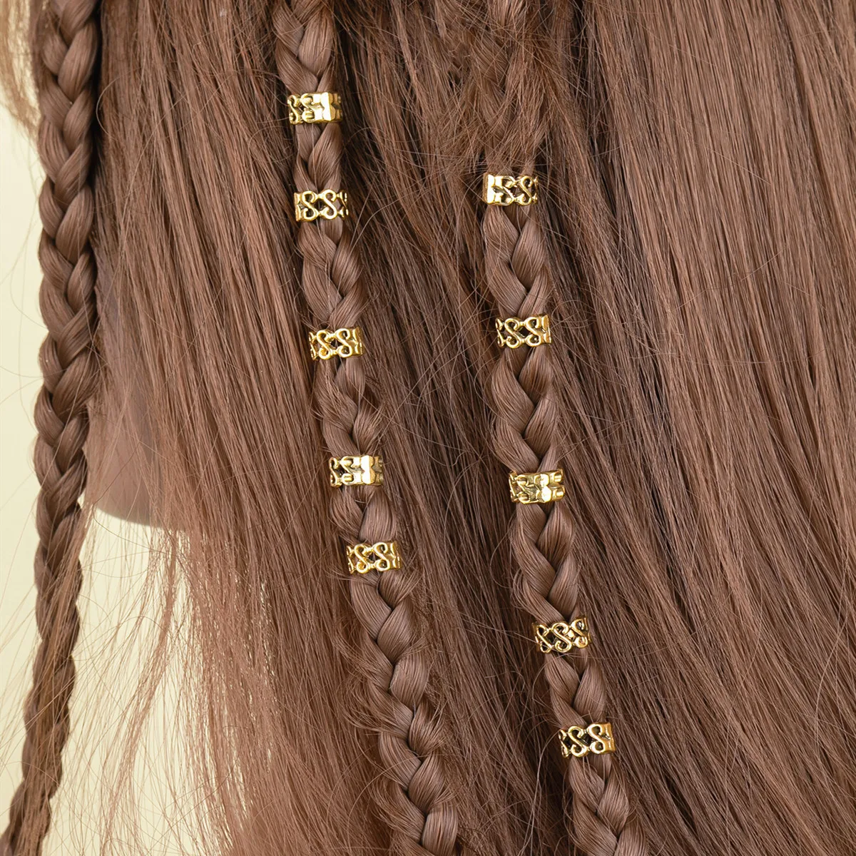 

10pcs/set Gold Dreadlock Retro Beads Hair Braid Dread Clips African Braids Cuff Rings Jewelry Decor Dreadlock Clasps Accessories
