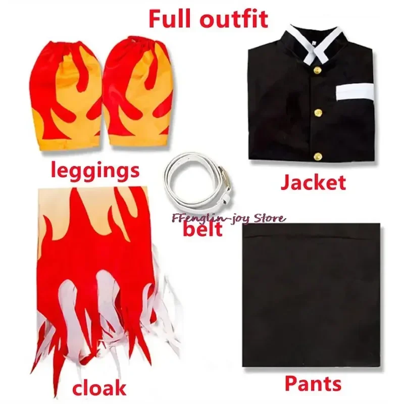 Аниме Rengoku Kyoujurou Косплей Униформа Кимоно Костюм Хэллоуин Карнавал Рождественская