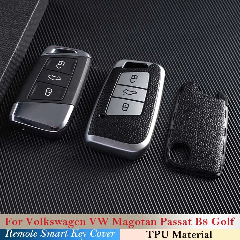 

Кожаный ТПУ чехол для ключа с дистанционным управлением Чехол-держатель оболочка для Volkswagen VW Magotan Passat B8 Golf для Skoda Superb A7 автомобильные аксесс...