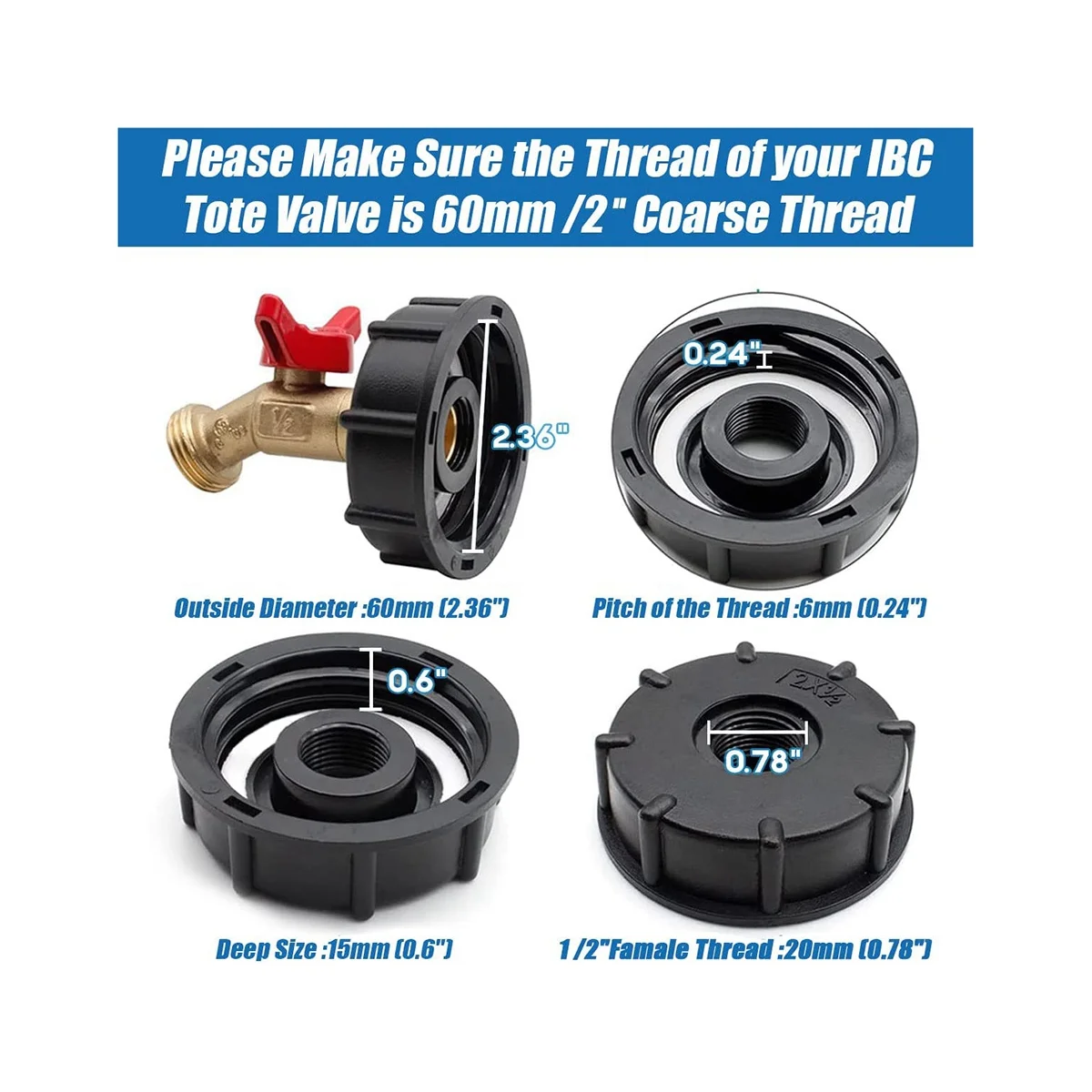 275-330 галлонов IBC тоут бак адаптер Ibc фитинги S60 X 6 грубая резьба + стандартный кран