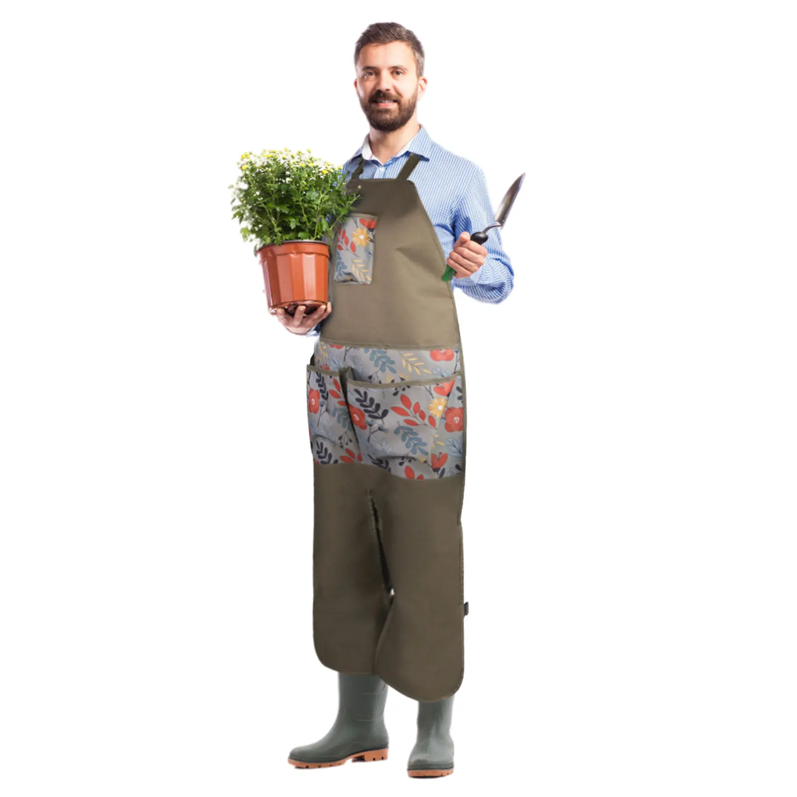 

Gardening Apron With Leg Protection Professional Split Leg Gardening Apron 600D Oxford Cloth Waterproof Apron Adjustable Garden