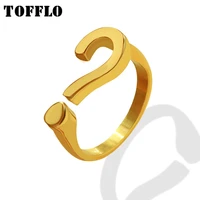 tofflo stainless steel jewelry question mark opening adjustable ring womens 18k gold plated fashion ring bsa331