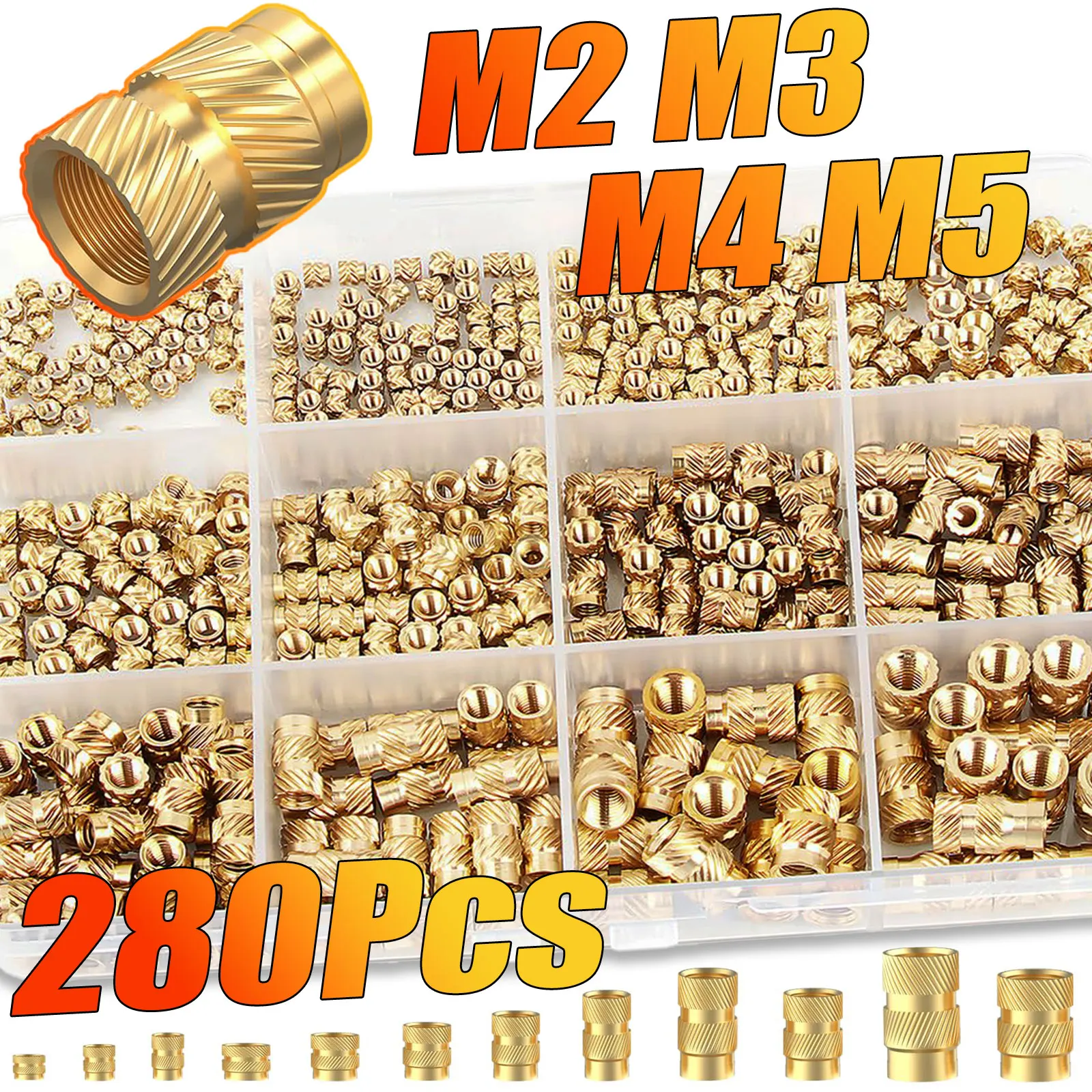 

Набор резьбовых вставок BOVILEVR латунные M2/M3/M4/M5 280 шт