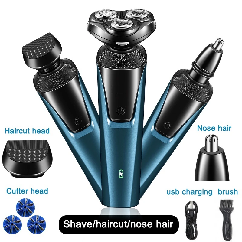 Electric Razor Electric Shaver Hair Cutting Shaving Machine for Men Clipper Beard Trimmer Rotary Shaver 100% Water Proof