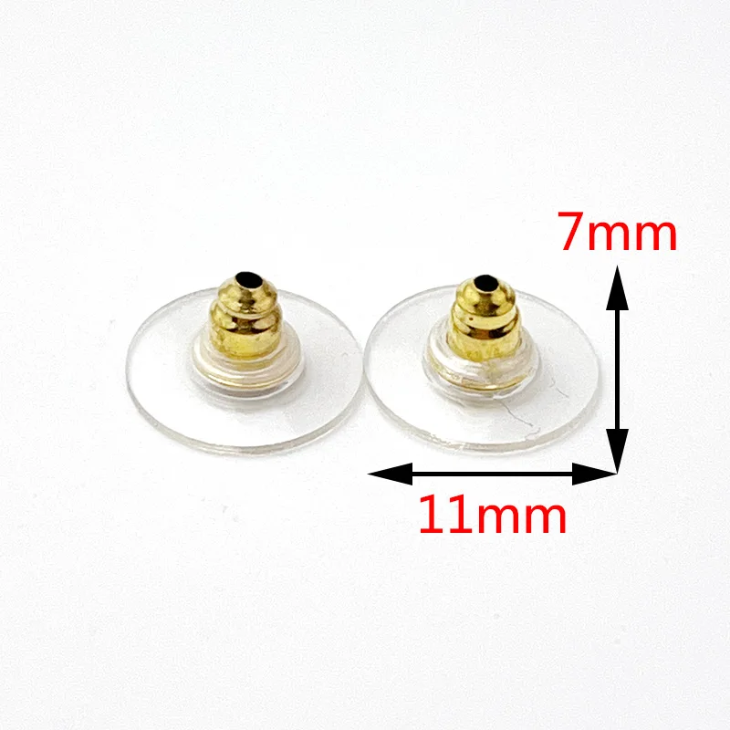 200 Pcs/Lot Clear Disc Plastic Earnuts Earring Back Stoppers Accessories Metal Ear Post Nuts DIY Jewelry Findings Stud Plug Cap