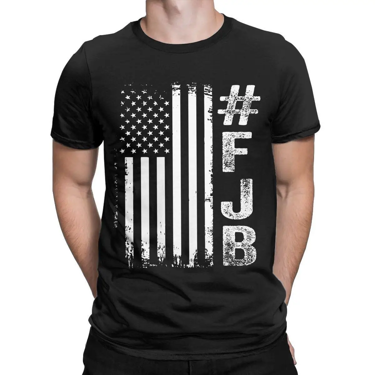 FJB America Flag T-Shirt for Men Biden Vintage 100% Cotton Tees Round Collar Short Sleeve T Shirt Birthday Gift Clothing