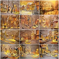 diamond painting on the wall decoration 5d diy paint full drills landscape snow new year mosaic cross stitch