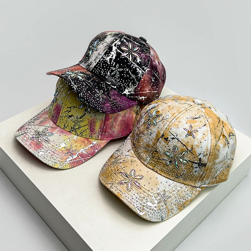 Новые женские бейсбольные кепки со сверкающими бриллиантами и цветком Bandhnu