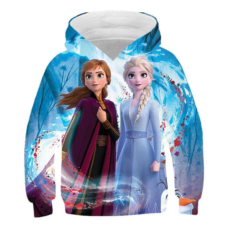 

2022 New Hot Frozen Anna Elsa Hoodie for Kids Autumn Winter Warm Sweater Fashion Boys and Girls Pullover Costume 1-14Years