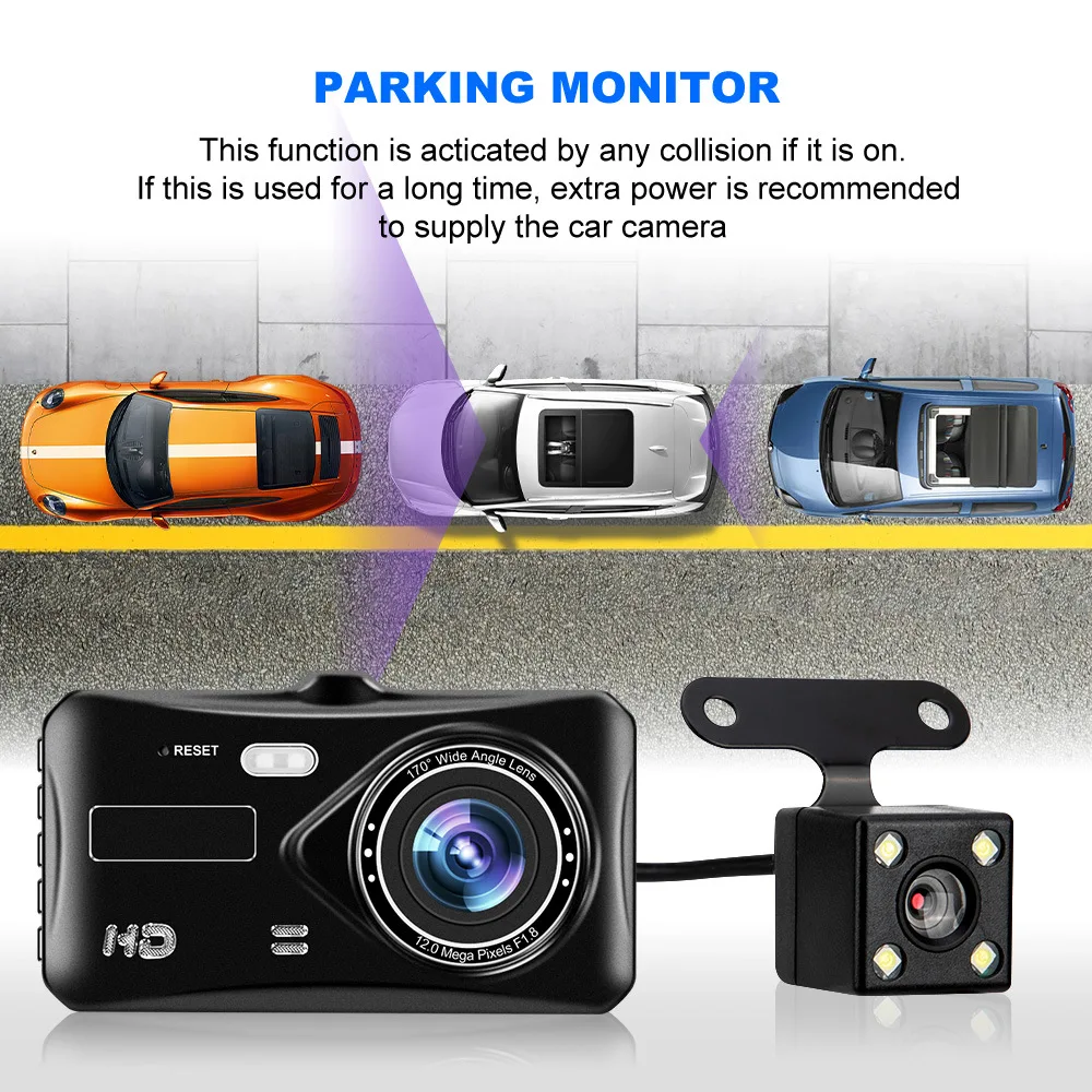 $35.15 Touch Screen 4.0 Inch 1080P Dual Lens Car DVR Dash Cam Video Recorder Touch Screen Camera G-Sensor Photography Car Electronics