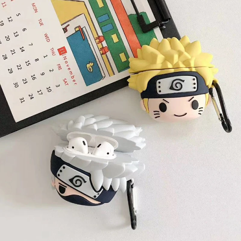 

Anime Naruto Kakashi Q Silicone Protective Case For AirPods 1 2 Apple Wireless Bluetooth Earphone Charging Box Protective Cover