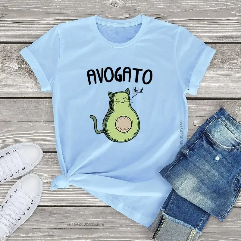 Футболка унисекс из чистого хлопка с авокадо-кошкой для мужчин и женщин