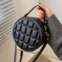 high quality rhombus chocolate square round cake handbag female bag 2021 new korean fashion one shoulder messenger waist bag