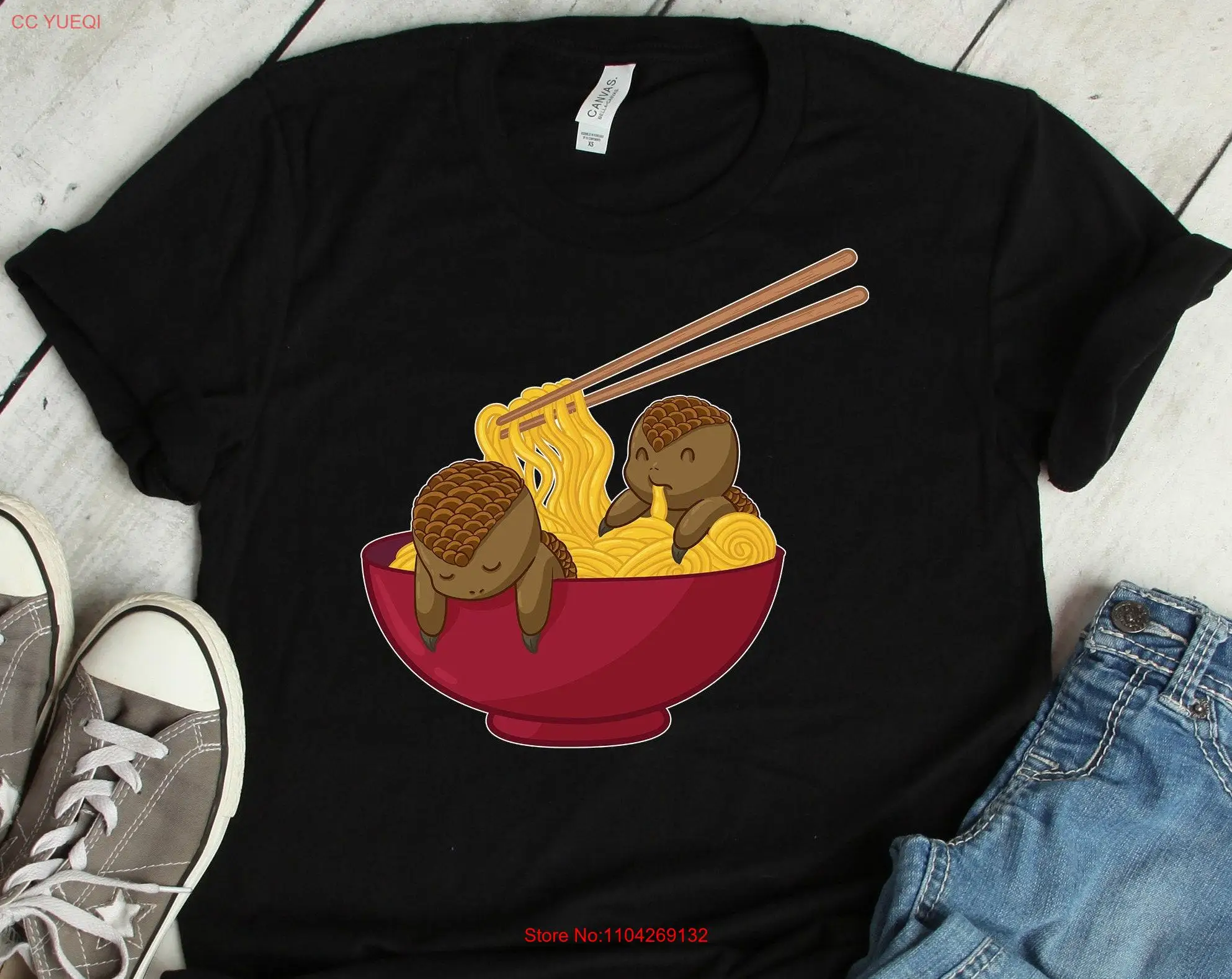 Pangolin японская футболка Chibi Ramen Bowl Noodles Lover детская с аниме SweaT Kawaii Pho s длинными или