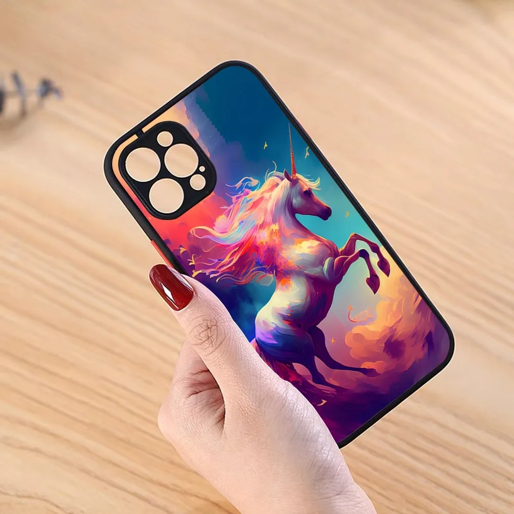Розовый Радужный чехол для телефона с единорогом черный iPhone 13ProMax 15 12 11 14 Pro Max Mini 8 7