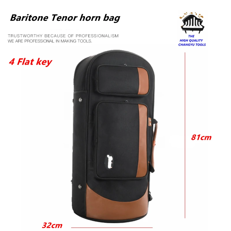 

4 Flat key Euphonium bag Tenor horn Thickening portable box bag Baritone case Tenor saxhorn Double backpack