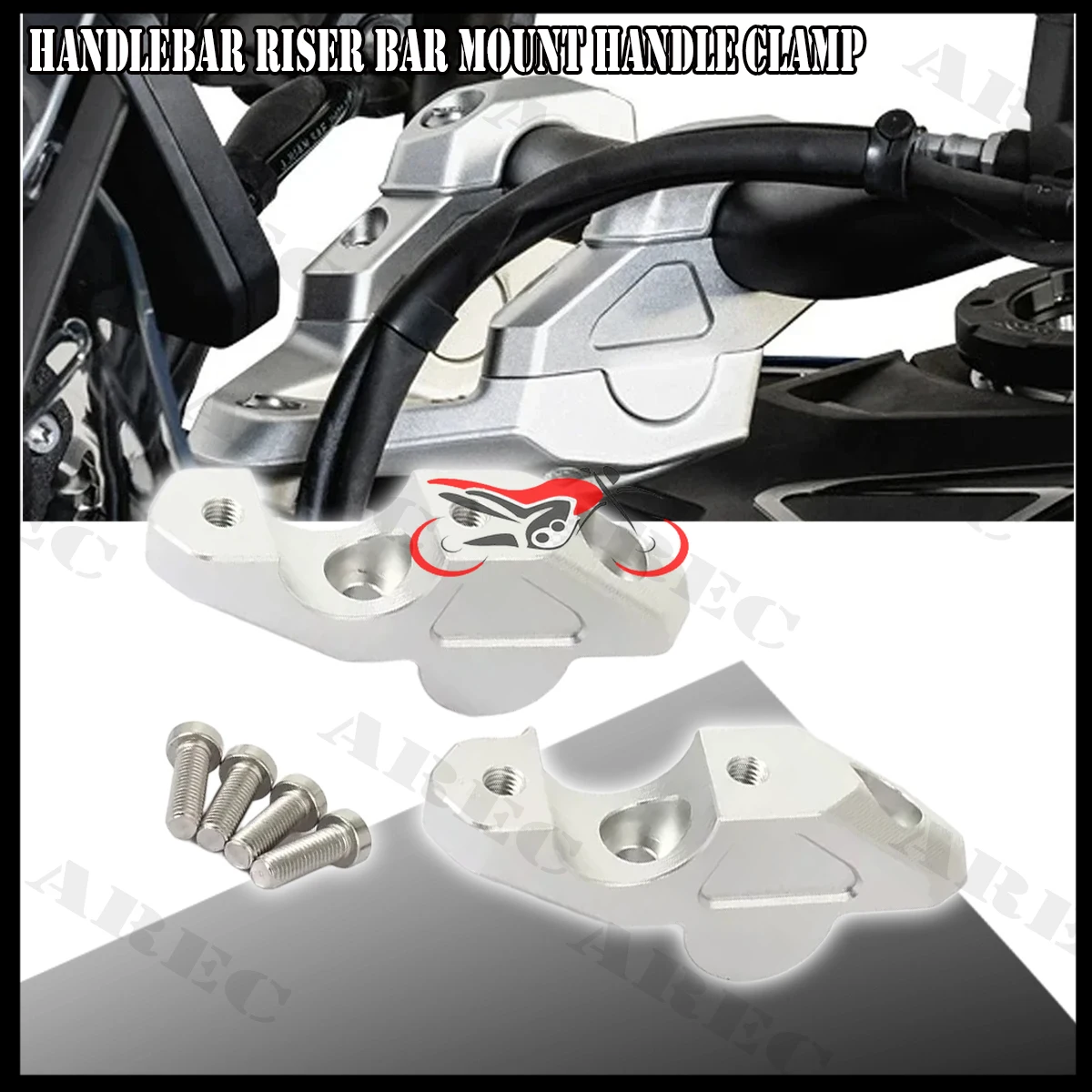 Фото Мотоциклетный серебристый комплект зажимов для руля с ЧПУ для BMW R1300 GS R1300gs R1300GSA R1300GS Adventure 2023-2025 №2
