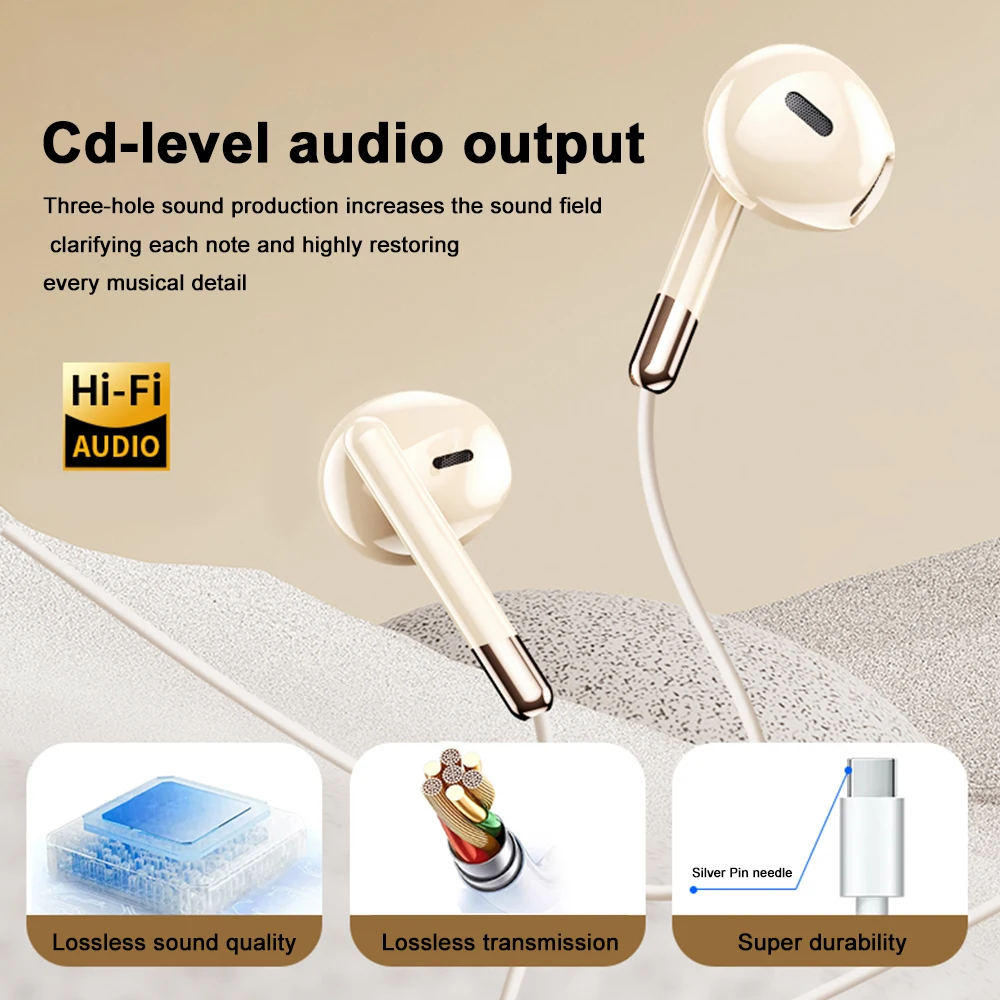 Проводные наушники типа C, Hi-Fi стерео объемный звук, 3,5 мм, наушники USB C, музыкальная гарнитура для Samsung Galaxy S24 S23 S22 iPhone 16 (art.: 3920cfdc202c7) - 3920cfdc202c7