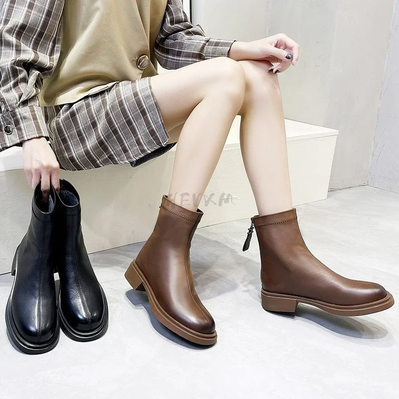 

Женские модные ботинки челси из микрофибры, удобные осенне-зимние короткие ботинки, женские зимние плюшевые ботильоны, 2022