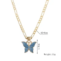 fashion necklaces for women vintage painted drop oil blue butterfly personalized romantic versatile alloy pendant jewelry