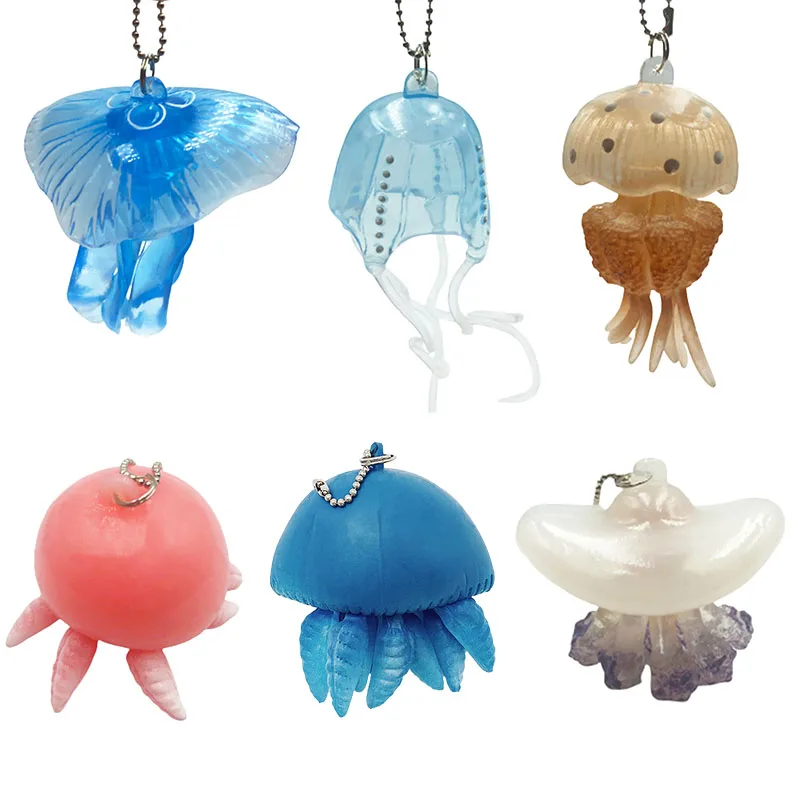 Artificial Jellyfish Aquarium Fidget Toys Kawaii Squishy Squeeze Keychain Cute Stress Adult Halloween Toy Key Chain Decoration images - 6