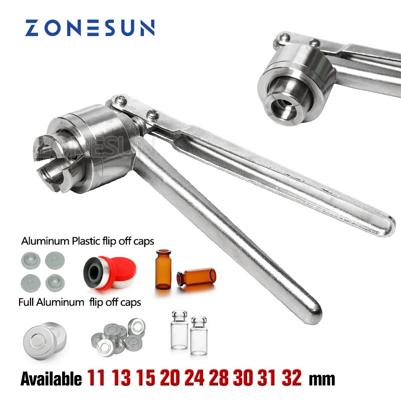 ZONESUN ручной щипцы для пробирок из нержавеющей стали, флип-кепки, ручная машинка для запечатывания, серебристый цвет, фотоинструмент