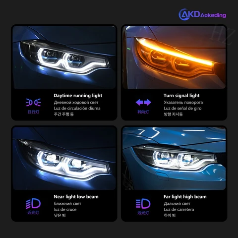 Передняя фара для BMW F32 2012-2019 M4 GTS, автомобильные автомоби, товары, 12 В H7 светодиодный DRL 425i 428i 430i 435i F36 F33, инструменты, автомобильные аксессуары