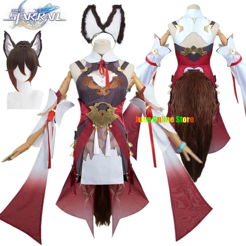 

Game Honkai Star Rail Tingyun Cosplay Costume Women Sexy Dress Cosplay Wig Ears Tail Headwear Halloween Carnival Clothes