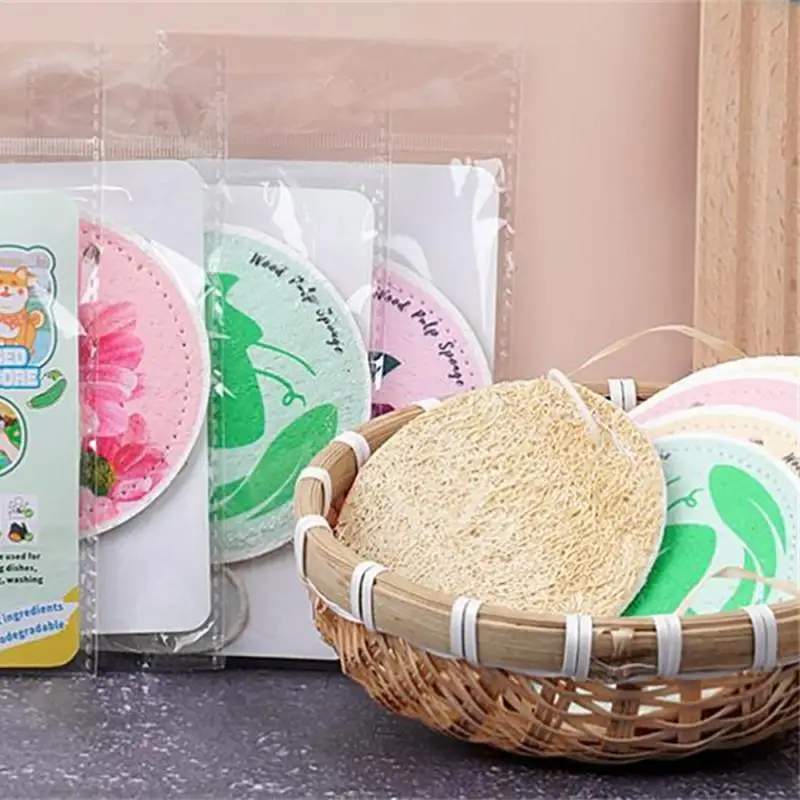 

1Pc Household Kitchen Rag Towel Roll Dishwashing Non-stick Cartoon Wood Pulp Cotton Sponge Compressed Magic Oil Multifuction