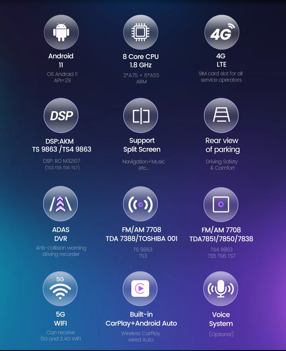 Автомобильный Мультимедийный Плеер, Экран 9,7 Дюйма, Android 11, 8.