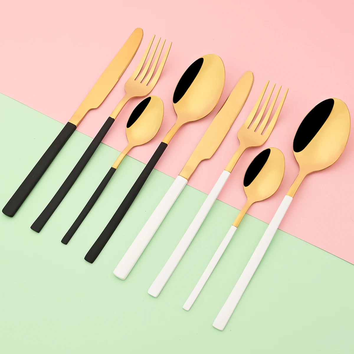 Stainless Steel Tableware Set Knives Fork Coffee Spoons Cutl