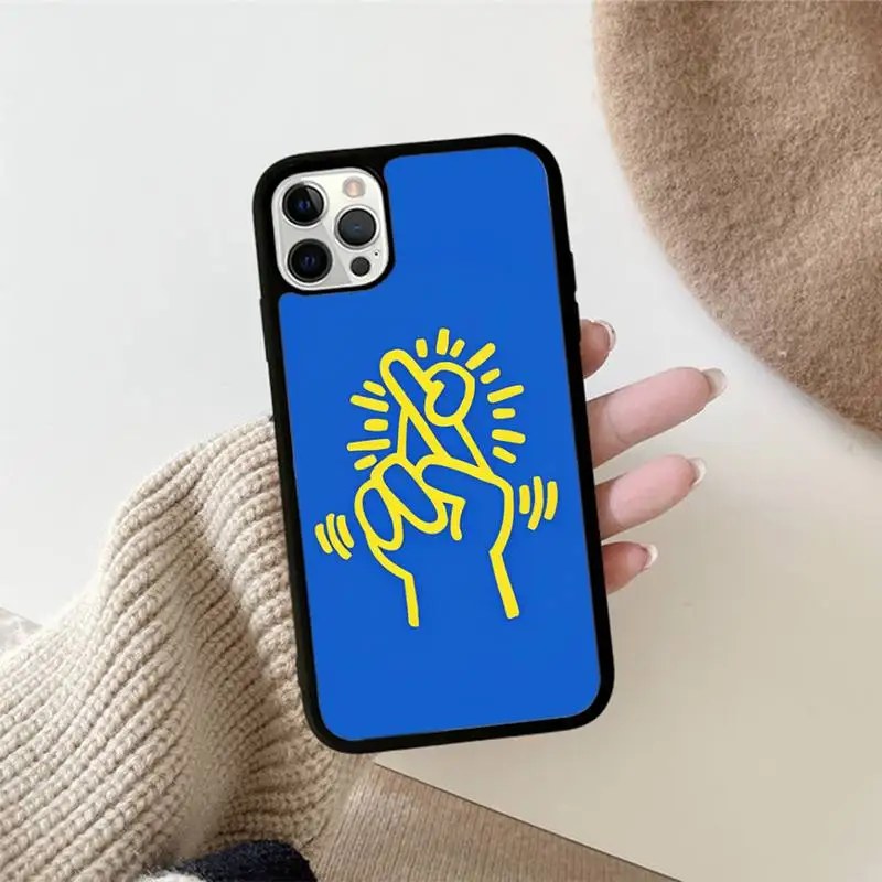 Keithes-Hharing Phone Case Silicone PC+TPU Case for iPhone 11 12 13 Pro Max 8 7 6 Plus X SE XR Hard Fundas