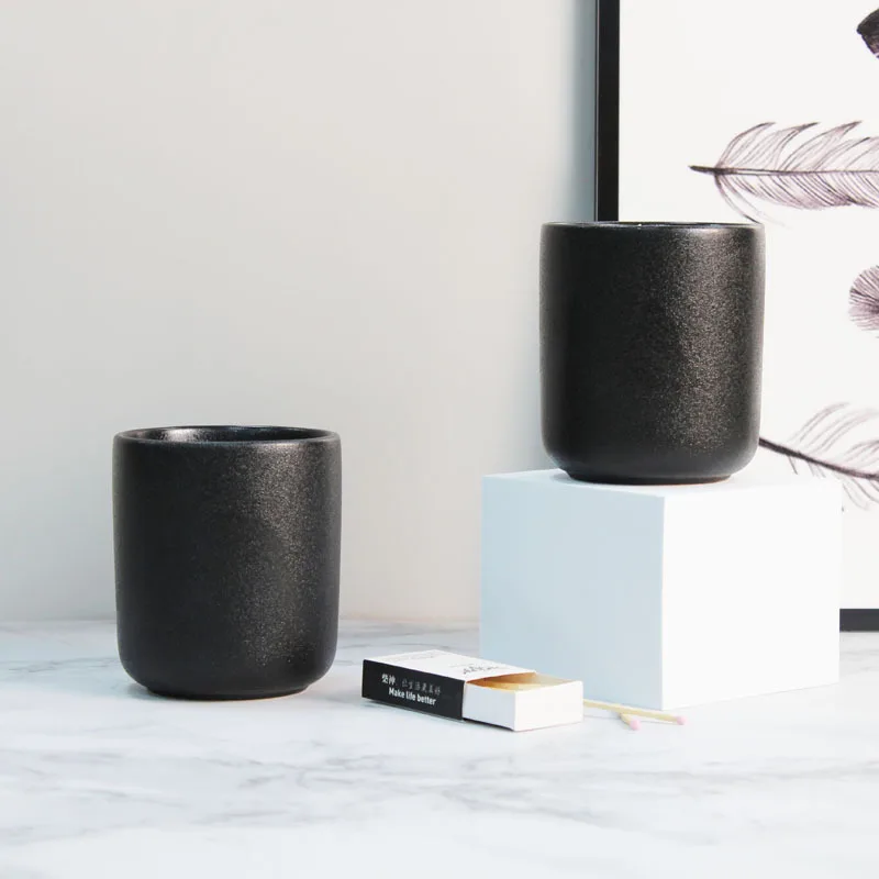 

2PCS Black Ceramic Candle Container Scented Candle Vessels Bulk Empty Handmade DIY Candle Accessories