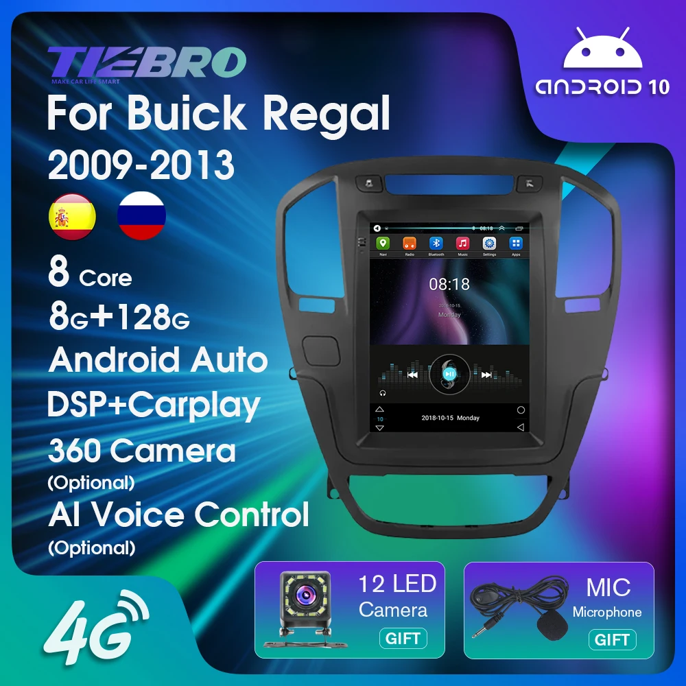 

Автомагнитола TIEBRO Android 10,0 для Opel Insignia Buick Regal 2009-2013 мультимедийный видеоплеер Тесла Стиль 2 Din 4G Android авто