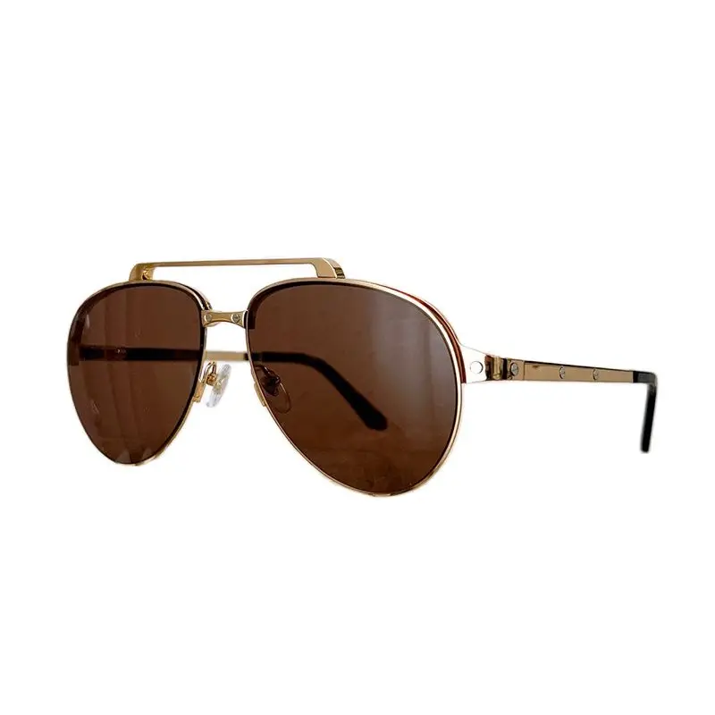 2023 top quality Brown Retro men's driving sunglasses Metallic sunglasses