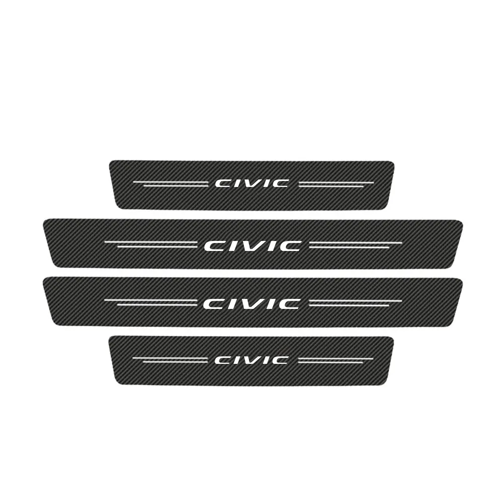 

4шт. ​ Для Honda Civic 4D 8 9 10 11 Gen 2010 2011 2012 2013 2014 2015 аксессуары наклейки на порог автомобиля наклейки из углеродного волокна
