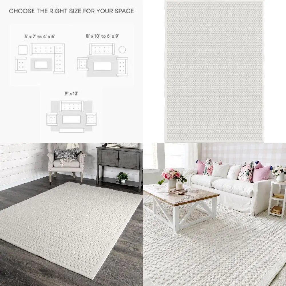 

"Perfectly Stylish Country/Cottage 5'2"x7'6" Geometric Hollow Woven Area Rug - A Decoration Boost for Any Home."