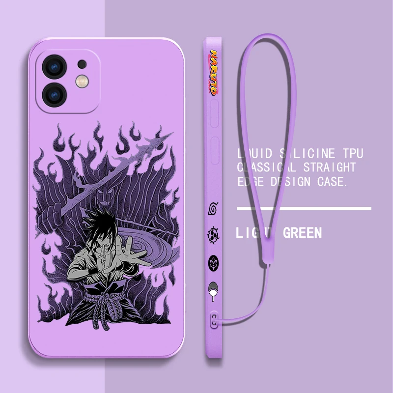 

NARUTO Uchiha Sasuke Phone Case For Samsung A81 A53 A50 A12 A22S A52 A52S A51 A72 A71 A32 A22 A20 A30 A21S 4G 5G With Lanyard