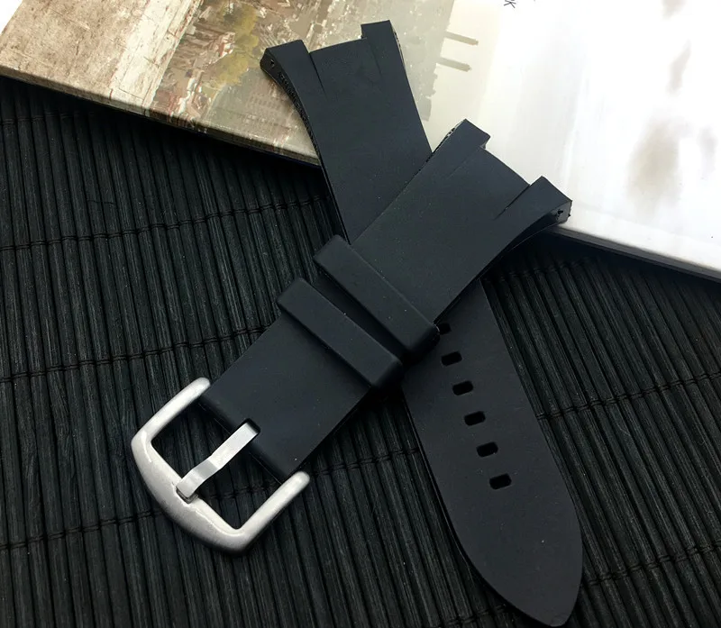 

Top quality nature rubber silicone watchband for Armani For AX1803 AX1802 watch band strap belt stainless buckle 22mm logo on