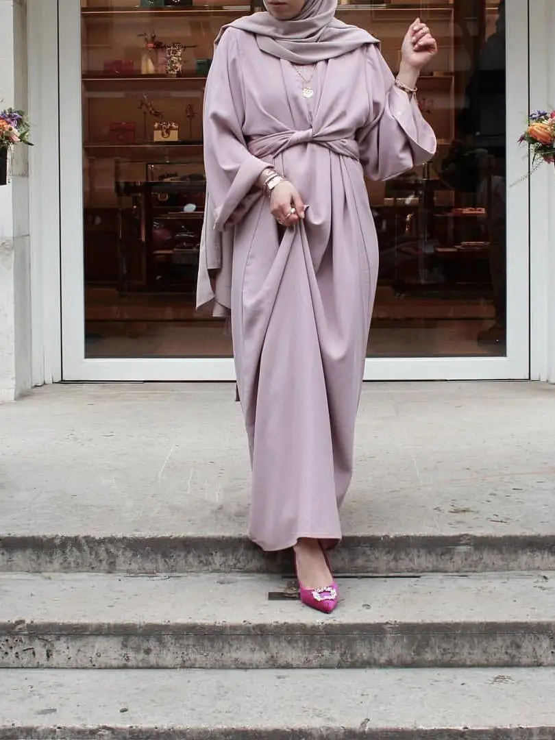 Турецкое Шелковое Мусульманское Платье В Дубае Двухсекционное Имитационное