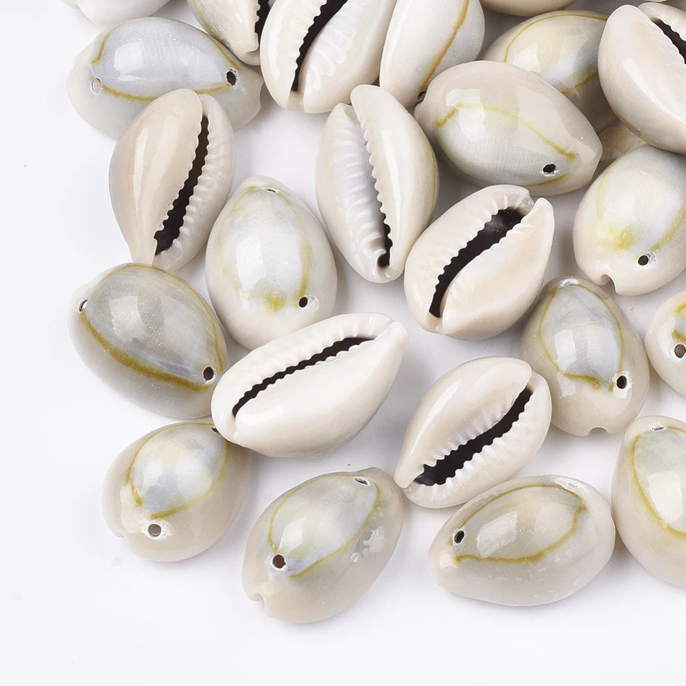 

Cowrie Shell Links connectors Dark Khaki 20~25x14~16x10~12mm Hole: 1~1.5mm