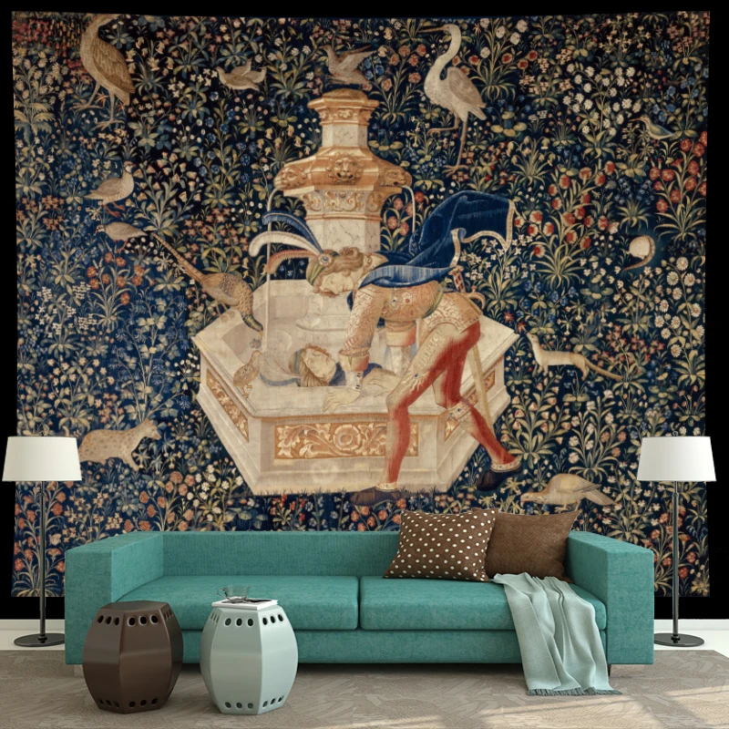 Гигантская леди и Единорог в плену гобелен средневековые гобелены настенная