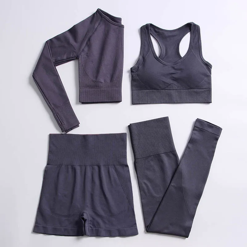 

Women's 2 Pieces Yoga Set Seamless Sportswear Gym Yoga Clothes Sports Bra + Leggings Fitness Wear Skinny Sports Healthy Cinnamon