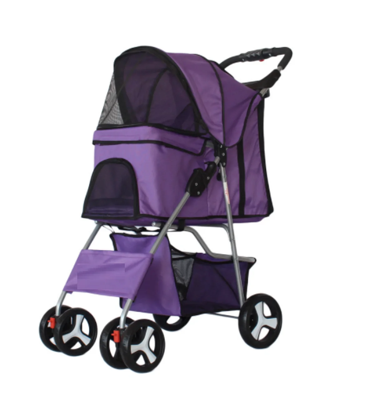 Pet Stroller for Cats/Dogs One-Hand Fold Breathable Animal Stroller with 4 Wheel and Storage Space Dog Stroller